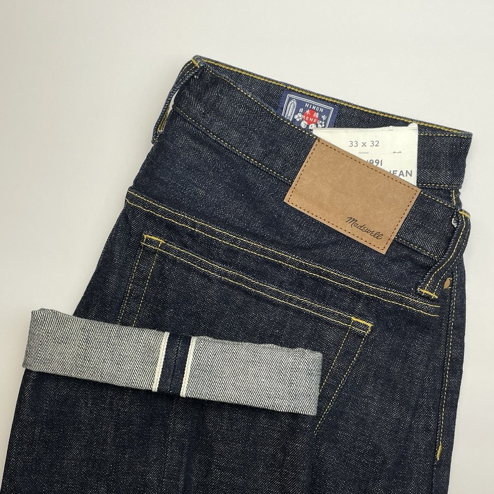 NEW Madewell 1991 Straight Leg Jeans Mens 33x32 Selvedge Nihon Menpu Dark Blue